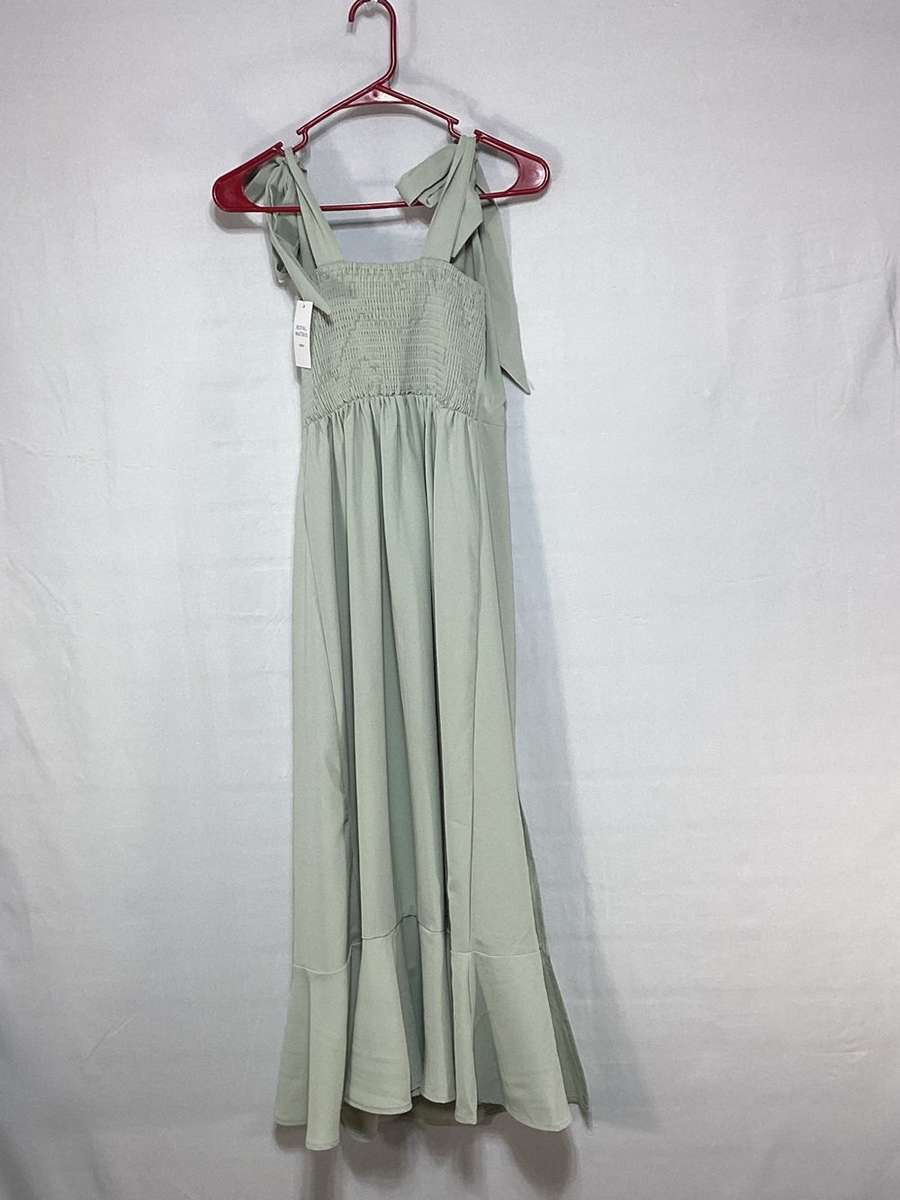 NWT Medium Sage Tie-Shoulder Maxi Dress with Waist Sash - Picture 6 of 13